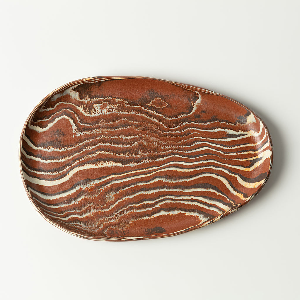 Handcrafted Nerikomi Ceramic Flat Plate – Marbled Stoneware