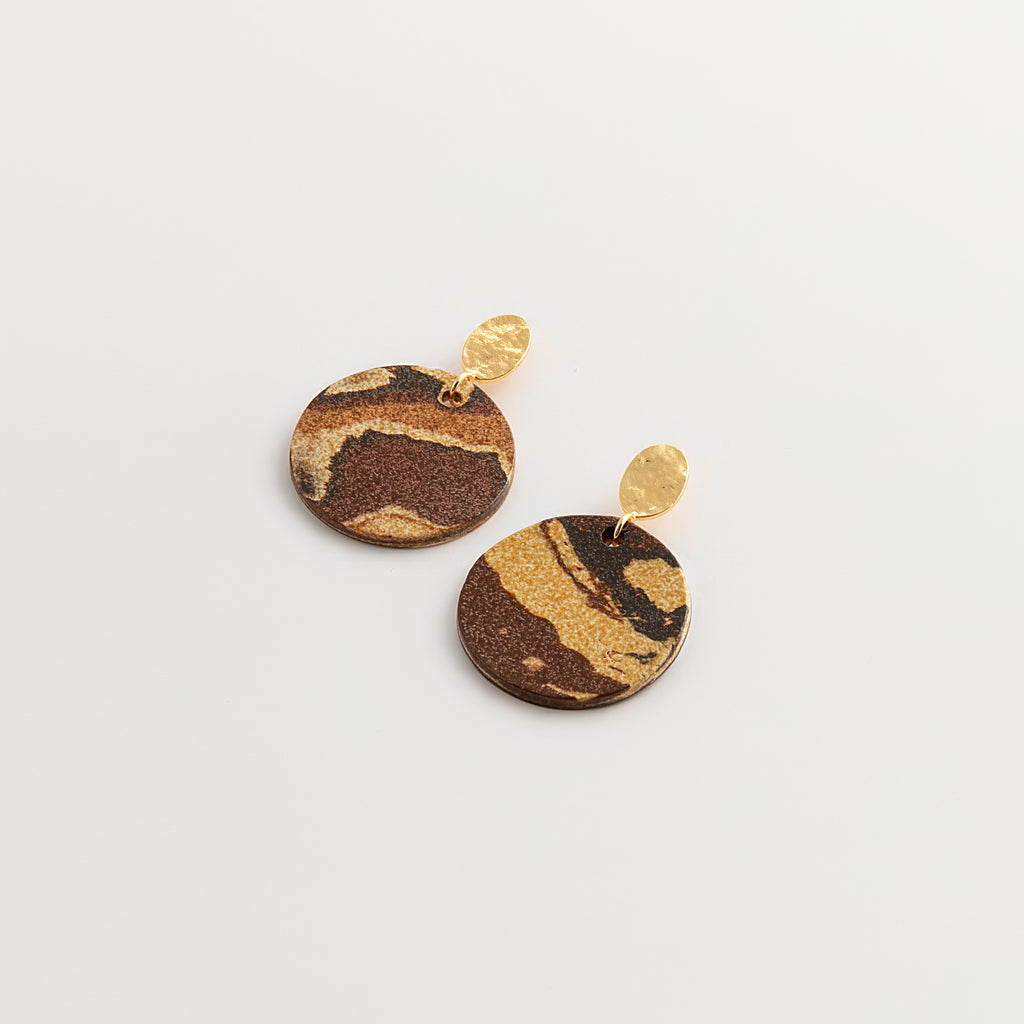 Nerikomi Porcelain Drop Earrings | Golden Moon
