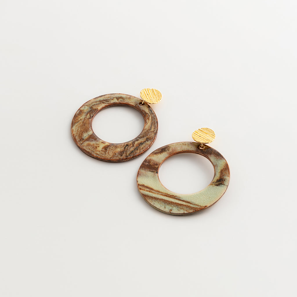 Nerikomi Porcelain Hoop Drop Earrings | Bold Circle