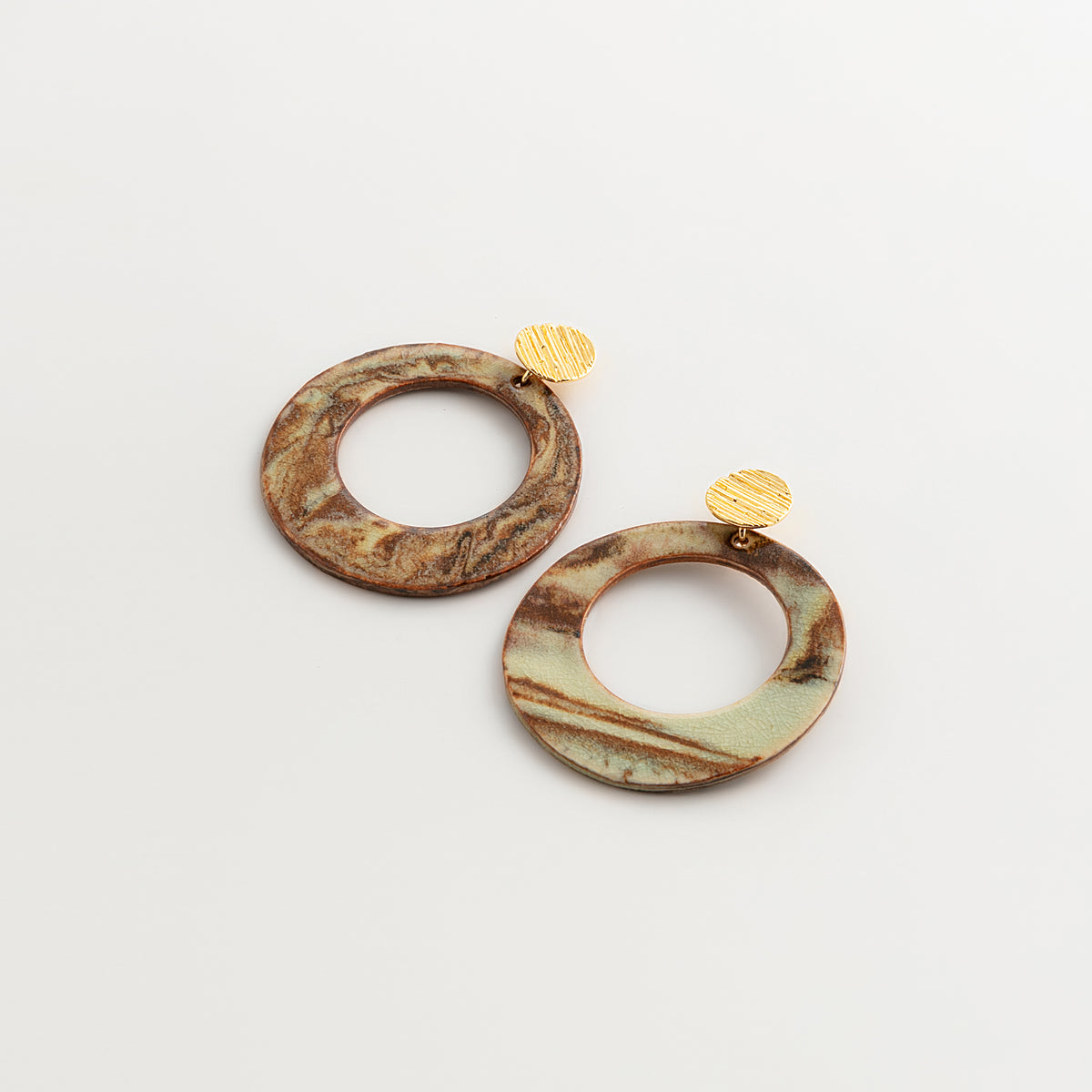 Nerikomi Porcelain Hoop Drop Earrings | Bold Circle