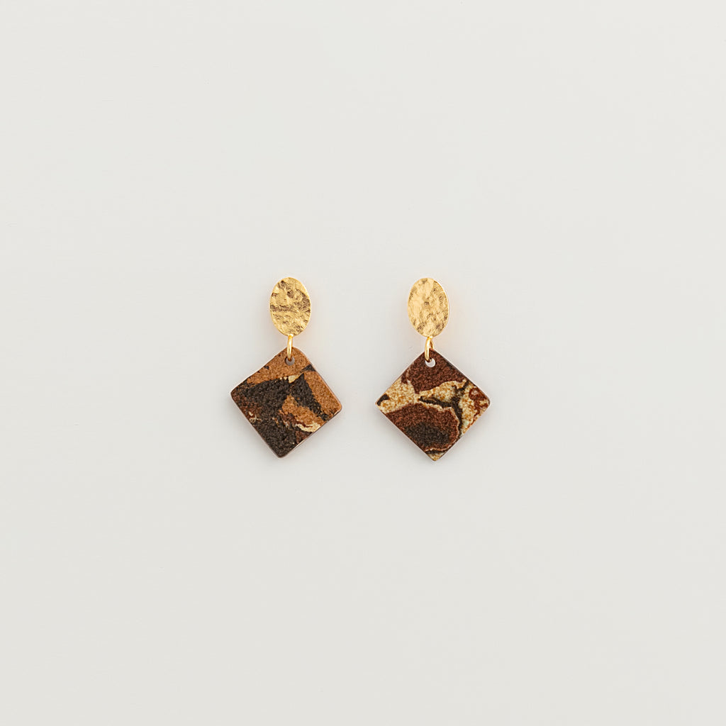 Nerikomi Porcelain Drop Earrings | Checkers