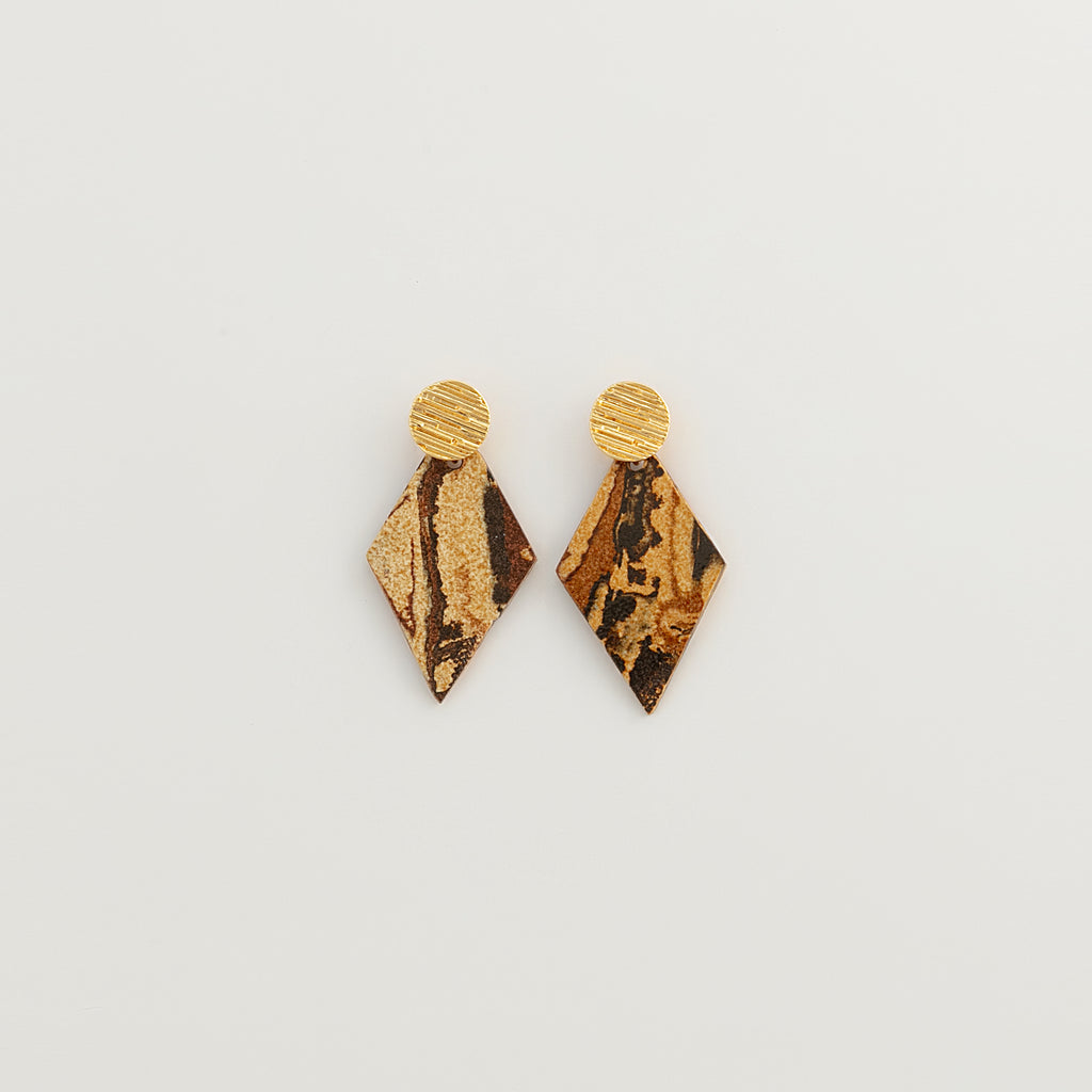 Nerikomi Porcelain Drop Earrings | Diamond Chocolate