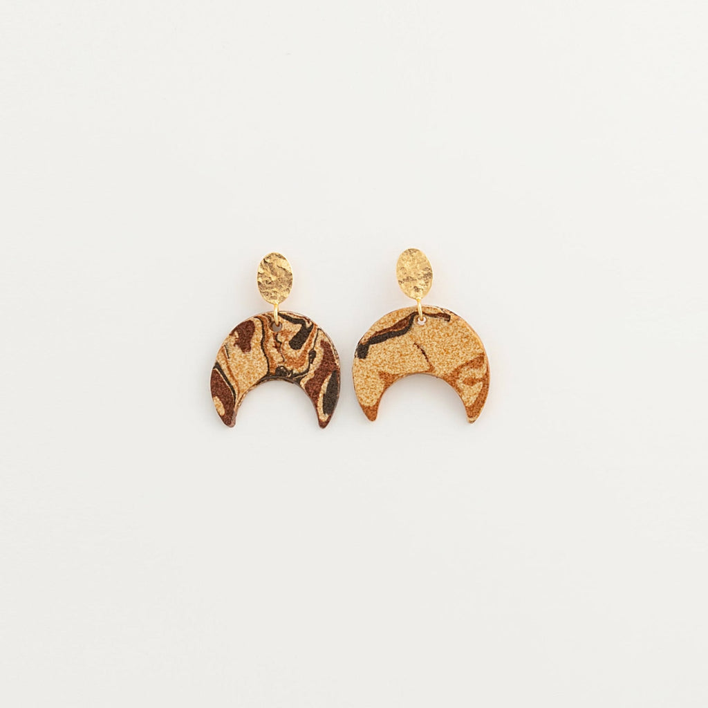 Nerikomi Porcelain Crescent Drop Earrings | Croissant