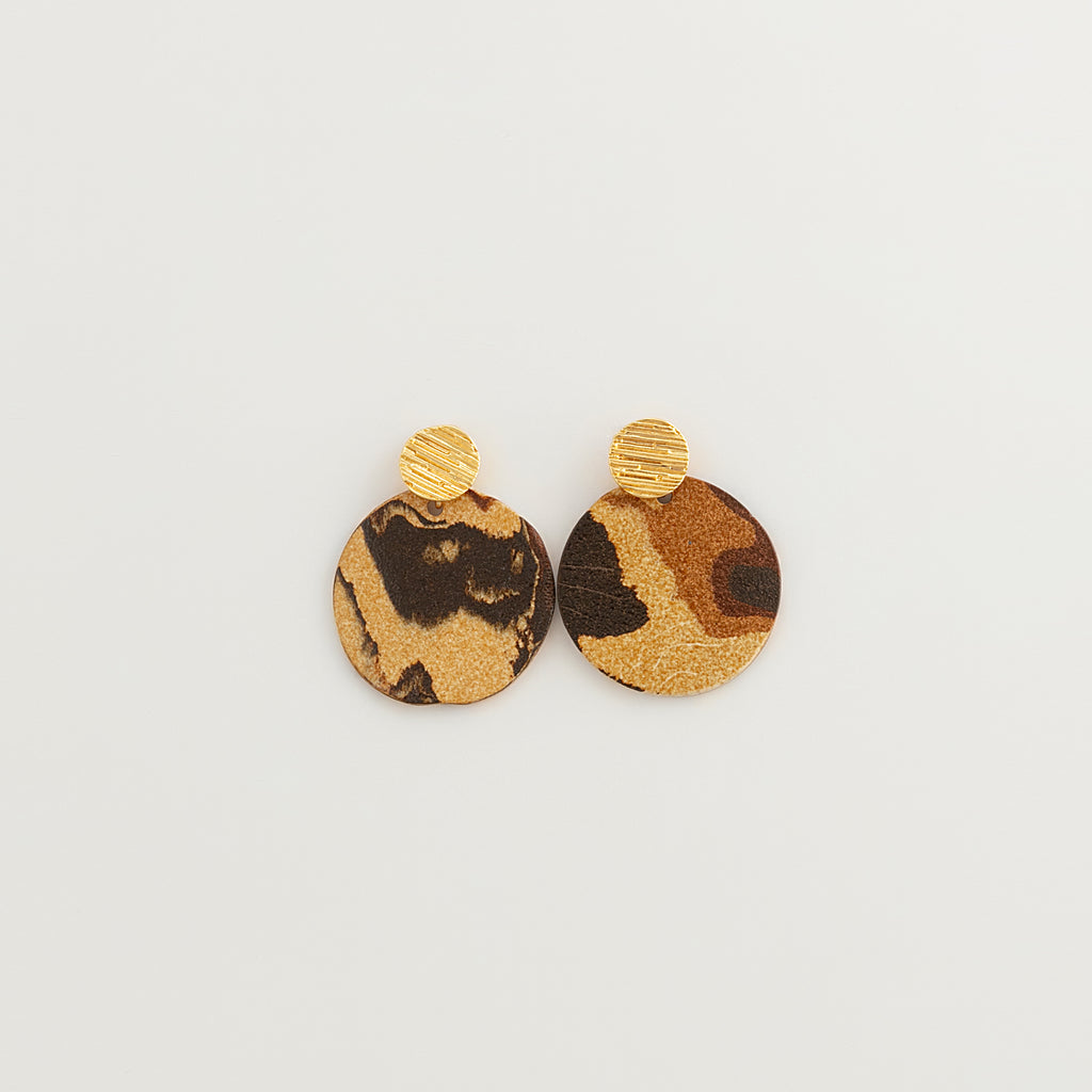 Nerikomi Porcelain Drop Earrings | Larger Moon