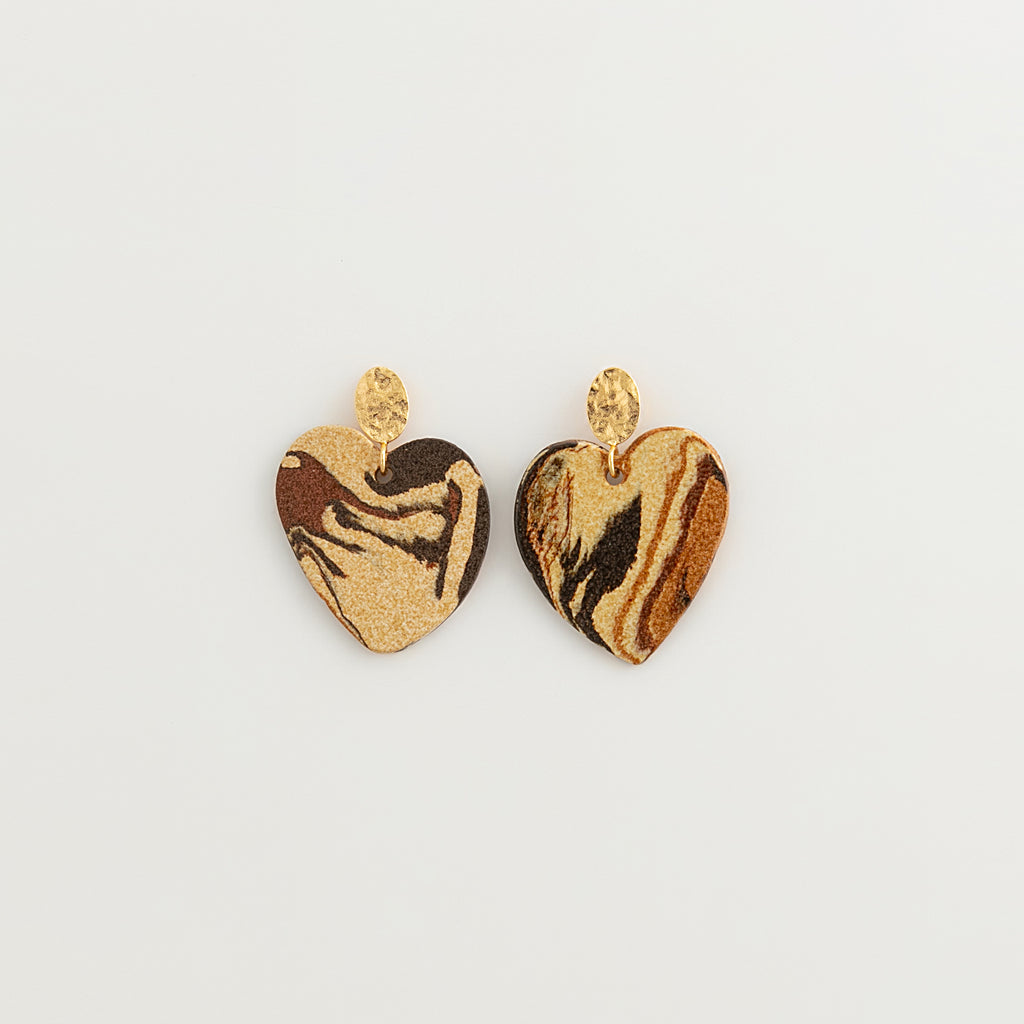 Nerikomi Porcelain Large Heart Drop Earrings | Heart of Love