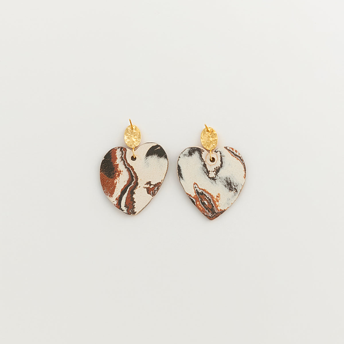 Nerikomi Porcelain Large Heart Drop Earrings | Heart of Love