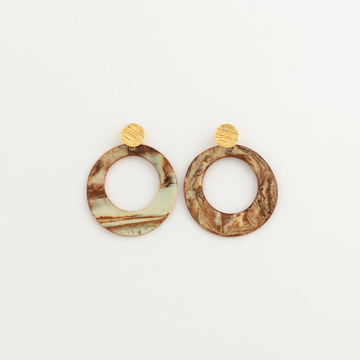 Nerikomi Porcelain Hoop Drop Earrings | Bold Circle