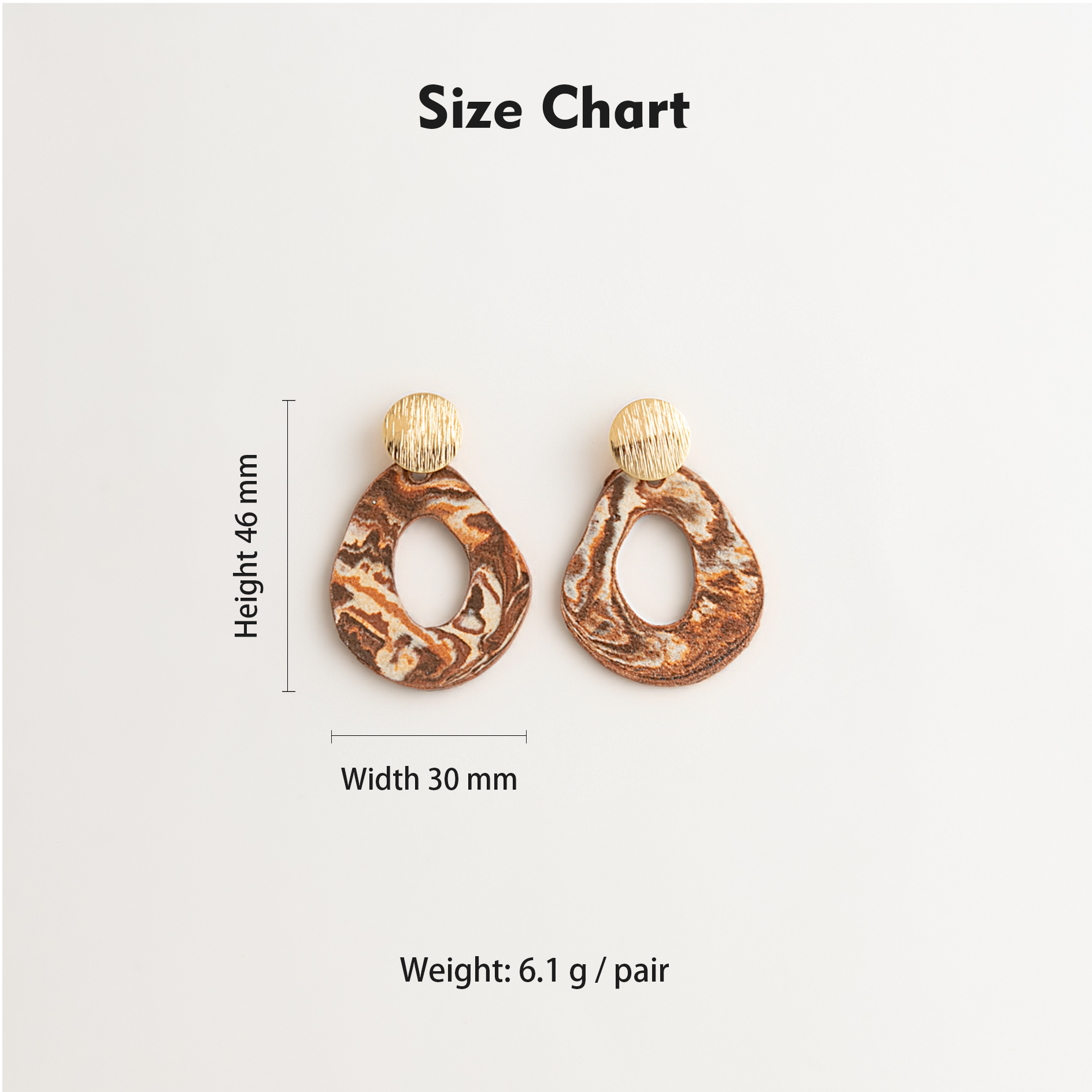 Artisan Nerikomi Ceramic Earrings – Gold Lined Circle Stud, Open Oval Drop