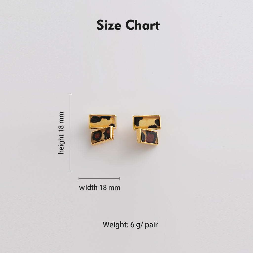Size chart showing 18mm height, 18mm width, 6g per pair
