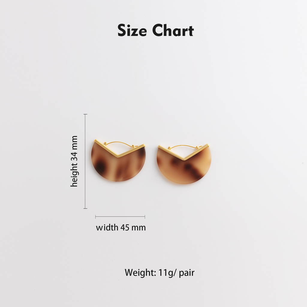 Size chart showing 34mm height, 45mm width, 11g per pair