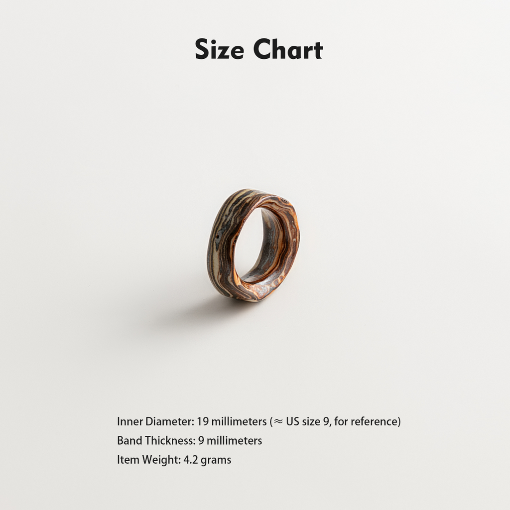 Artisan Nerikomi Ceramic Ring – Dark Earth Flow, Wide Band
