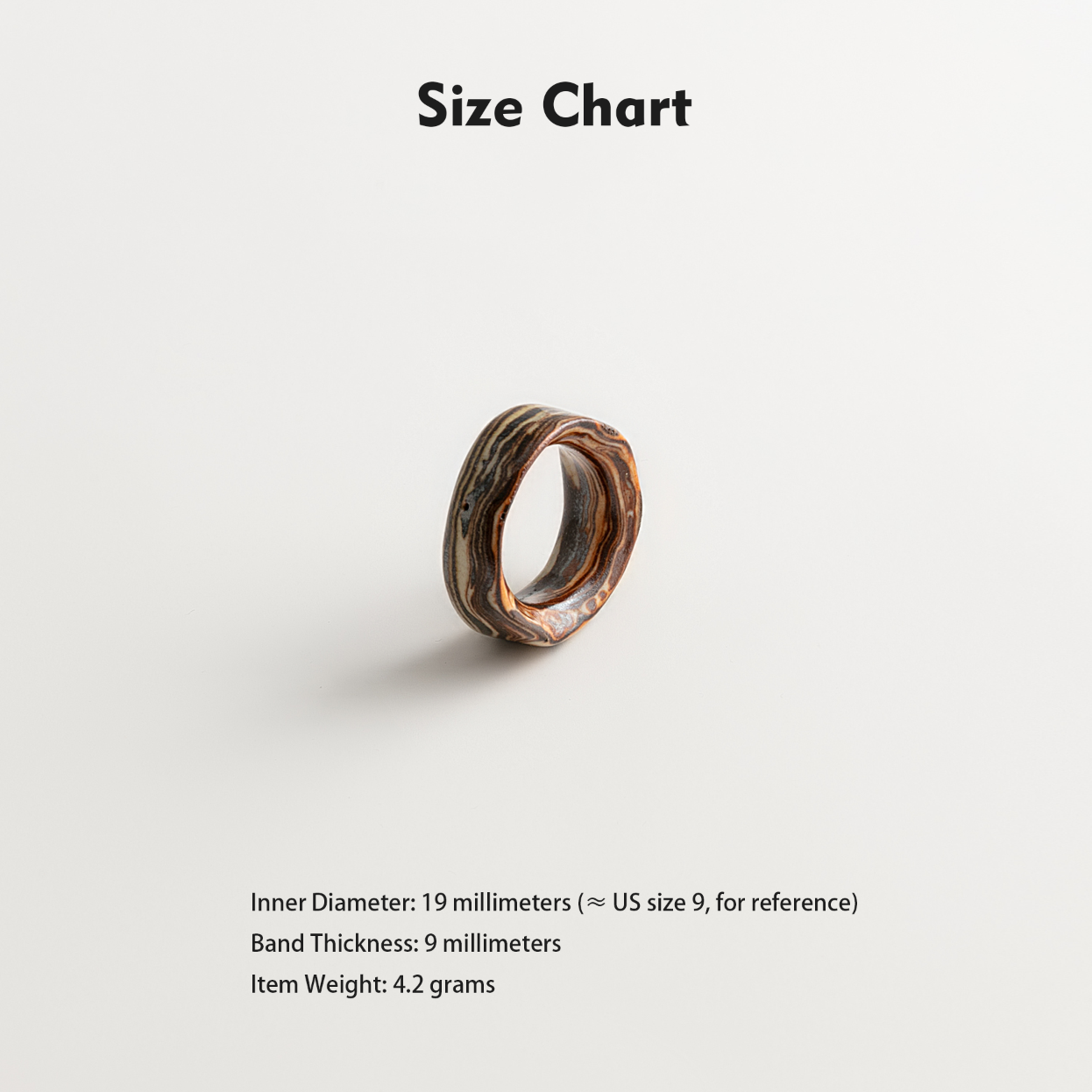 Artisan Nerikomi Ceramic Ring – Dark Earth Flow, Wide Band