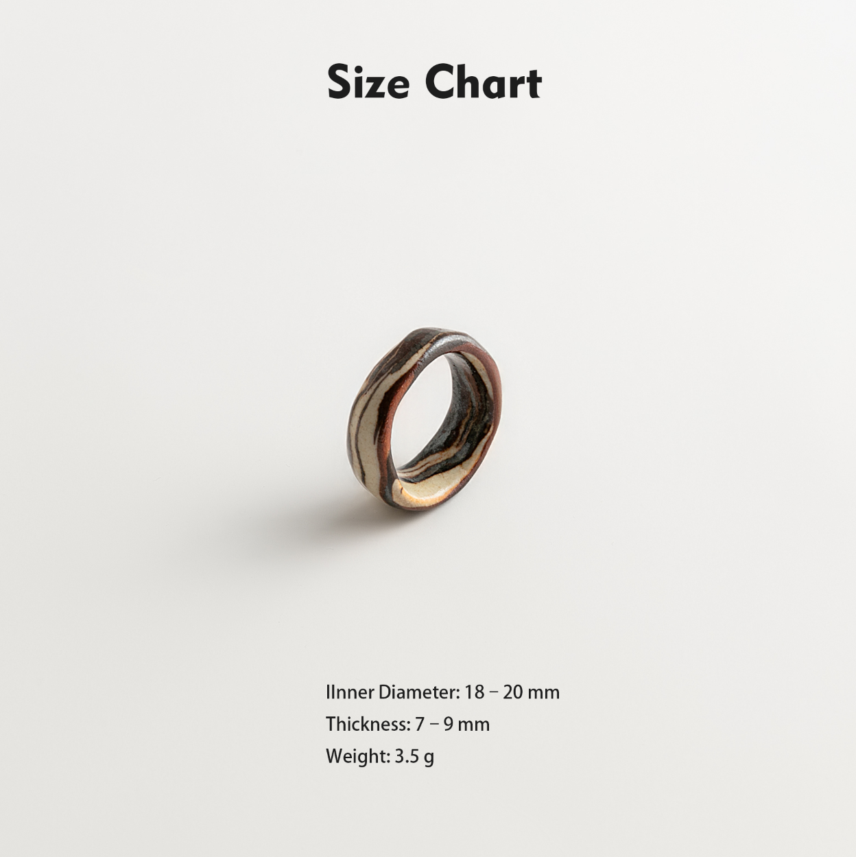Artisan Nerikomi Ceramic Ring – Dark Bronze Flow, Wide Band