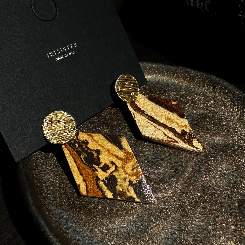 Nerikomi Porcelain Drop Earrings | Diamond Chocolate