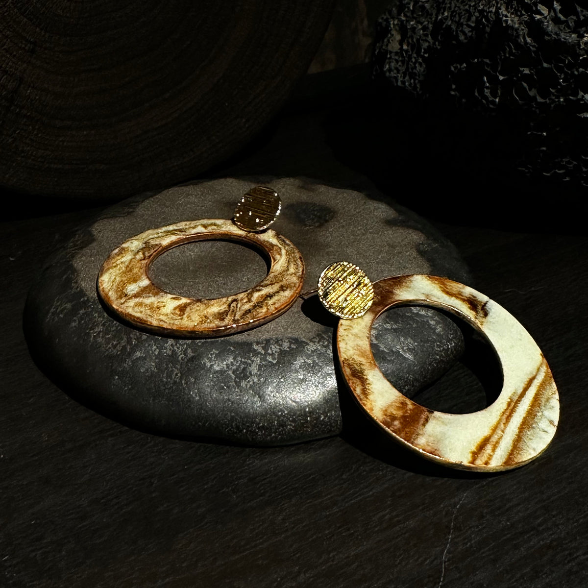 Nerikomi Porcelain Hoop Drop Earrings | Bold Circle