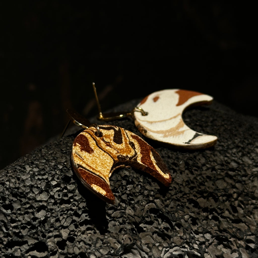 Nerikomi Porcelain Crescent Drop Earrings | Croissant