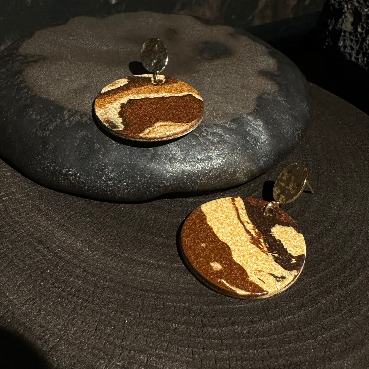 Nerikomi Porcelain Drop Earrings | Golden Moon