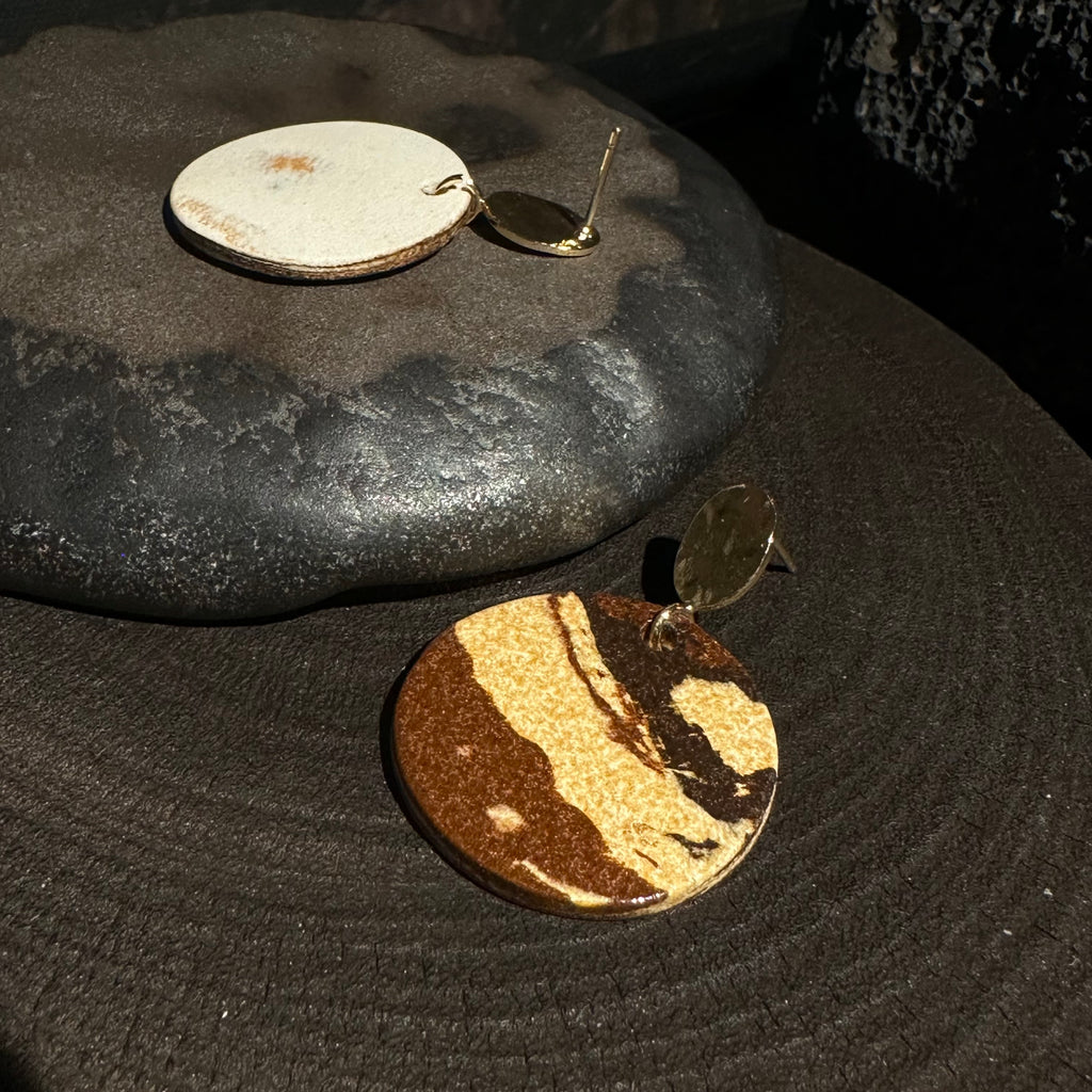 Nerikomi Porcelain Drop Earrings | Golden Moon