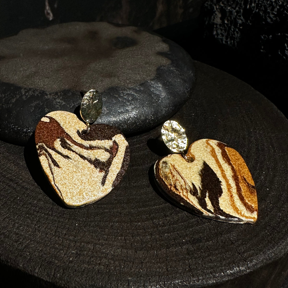 Nerikomi Porcelain Large Heart Drop Earrings | Heart of Love