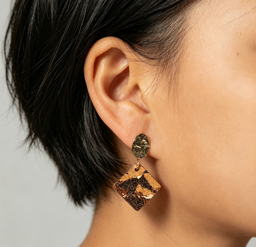 Nerikomi Porcelain Drop Earrings | Checkers