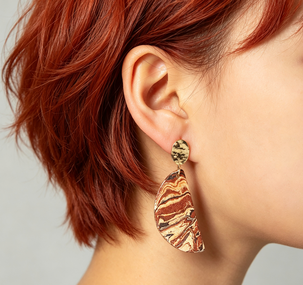 Nerikomi Porcelain Drop Earrings | Half Jupiter