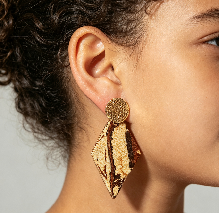 Nerikomi Porcelain Drop Earrings | Diamond Chocolate