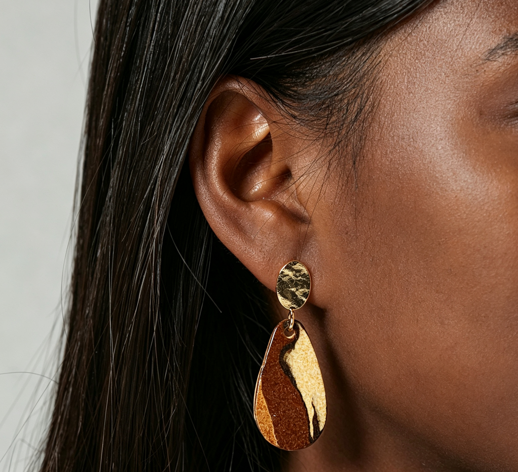 Nerikomi Porcelain Teardrop Drop Earrings | Crocodile Tears
