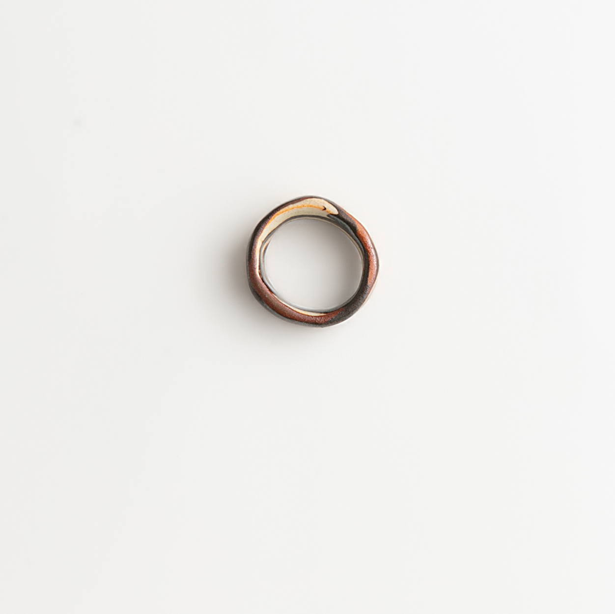 Artisan Nerikomi Ceramic Ring – Dark Bronze Flow, Wide Band