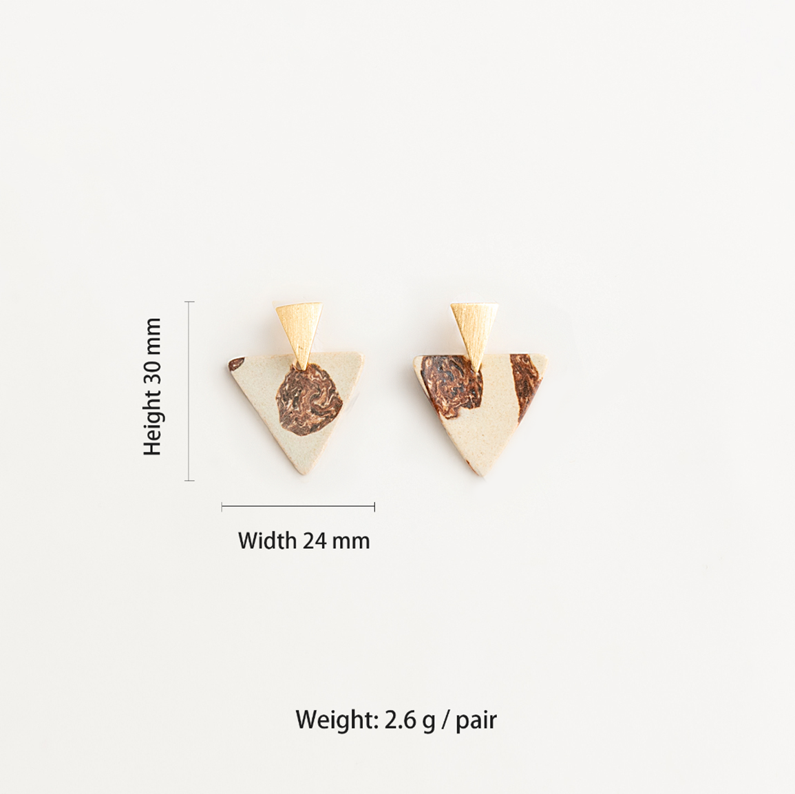 Triangle Nerikomi Ceramic Earrings – Rose Gold Marble