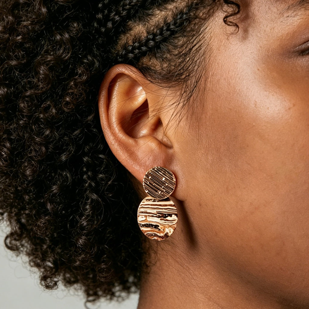 Artisan Nerikomi Ceramic Earrings – Gold Lined Circle Stud, Oval Drop