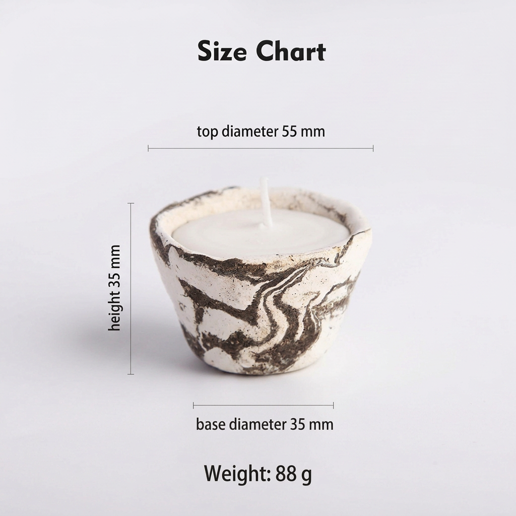 Handcrafted Nerikomi Ceramic Candle - Petite Dark Marbled Cup