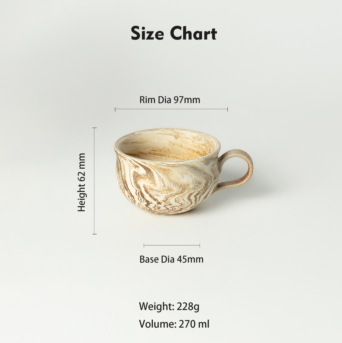 Nerikomi Handcrafted Ceramic Latte Bowl Mug | 270ml