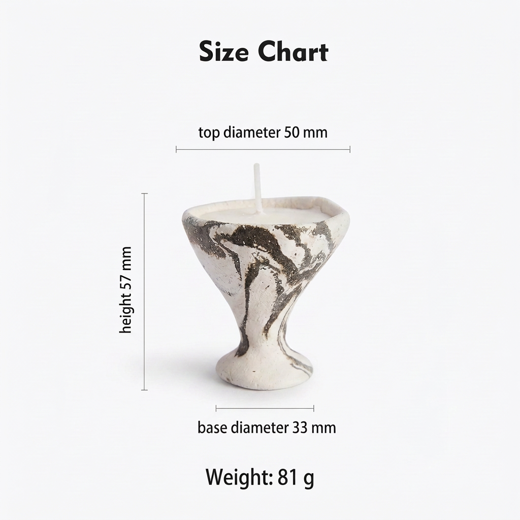 Handcrafted Nerikomi Ceramic Candle - Dark Marbled Pedestal