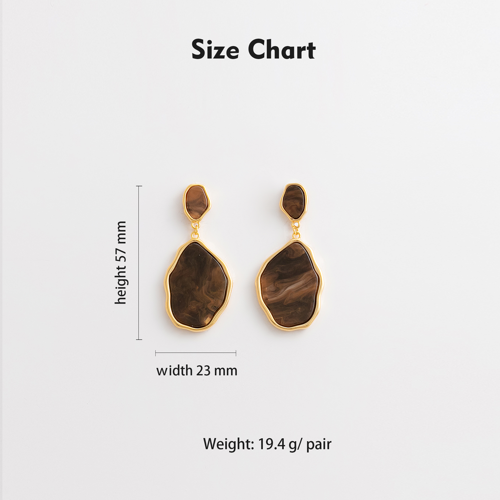 Size chart showing 57mm height, 23mm width, 19.4g per pair