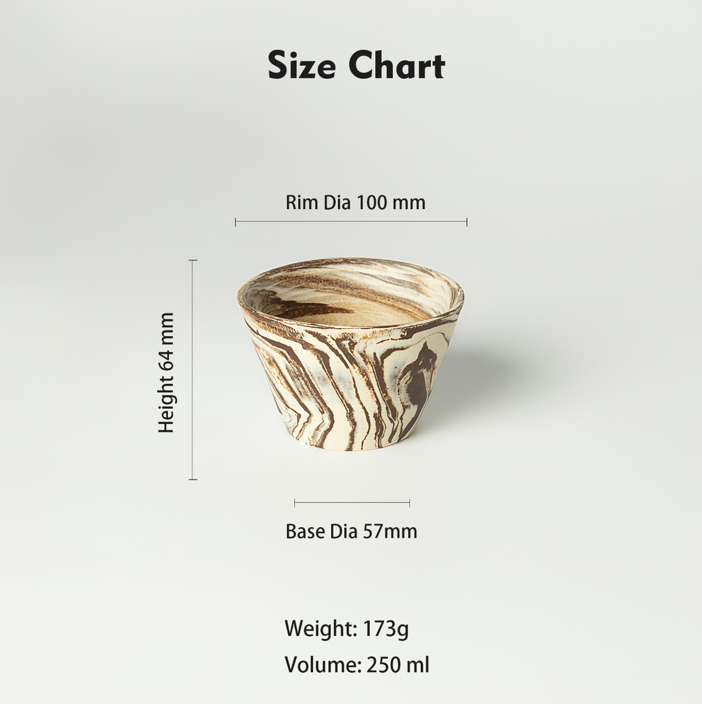 Nerikomi Handcrafted Ceramic Bowl Cup | 250ml