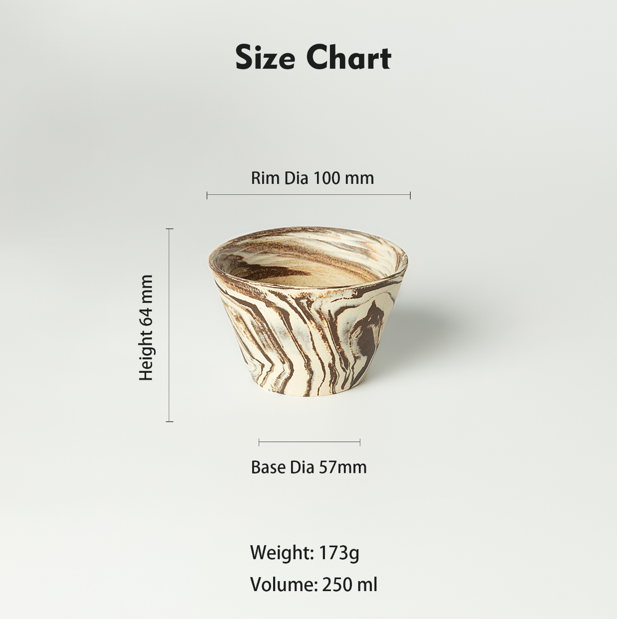 Nerikomi Handcrafted Ceramic Bowl Cup | 250ml