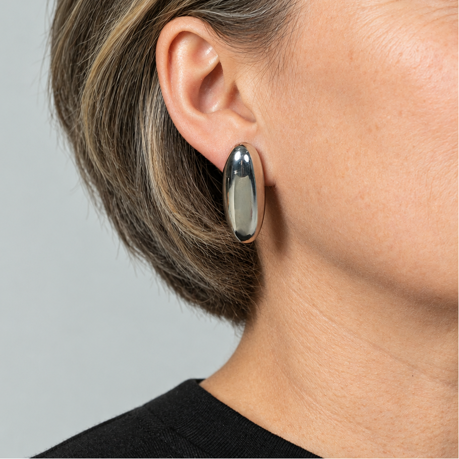 Curated Chunky Domed Oval Stud Earrings