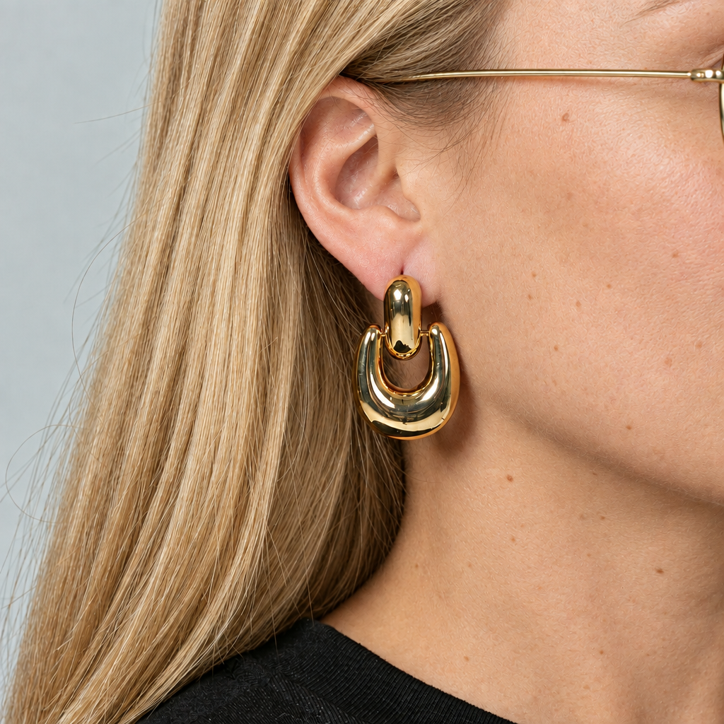 Curated Chunky Gold Knocker Hoop Earrings