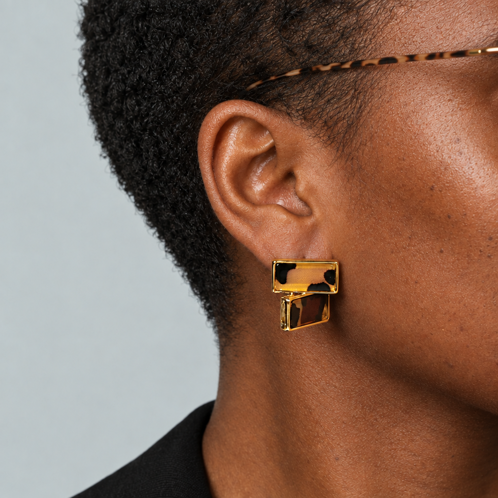 Curated 18K Gold Plated Leopard Print Stud Earrings