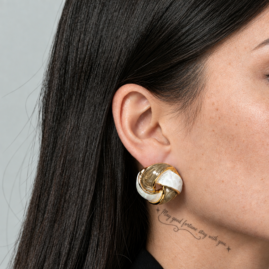 Curated 18K Gold Plated Interlocking Knot Stud Earrings