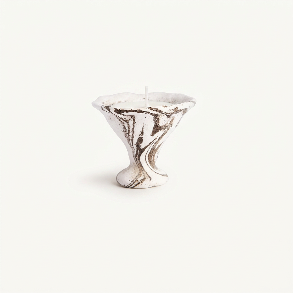 Handcrafted Marbled Ceramic Scented Candle - Sculptural Pedestal