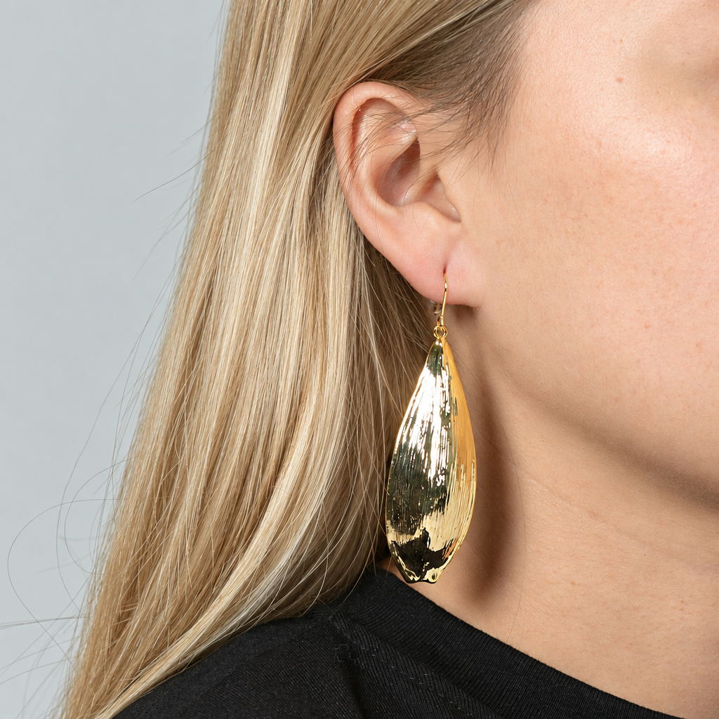 Curated Brushed Gold Teardrop Hook Earrings