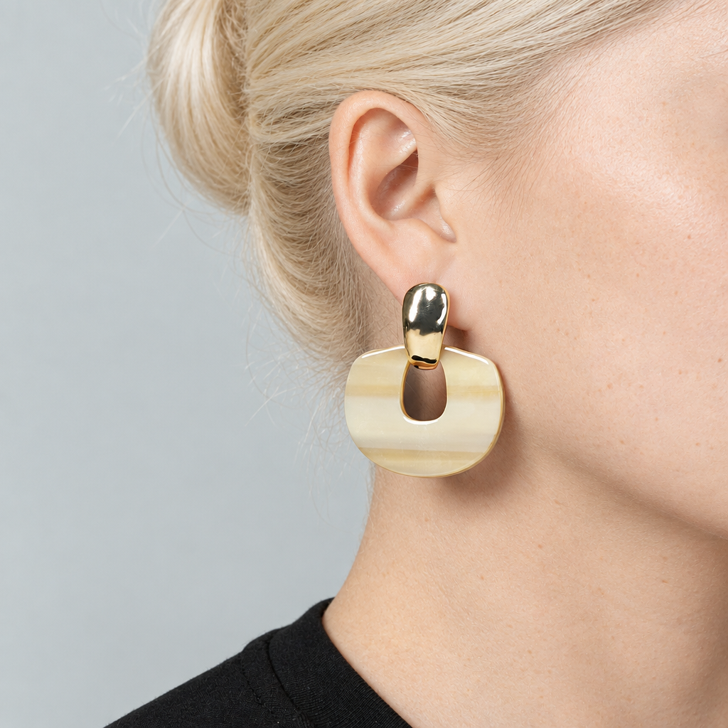 Curated 18K Gold Plated Acetate Cutout Drop Earrings