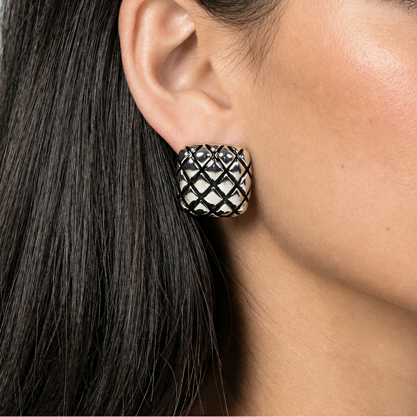 Curated Quilted Square Stud Earrings