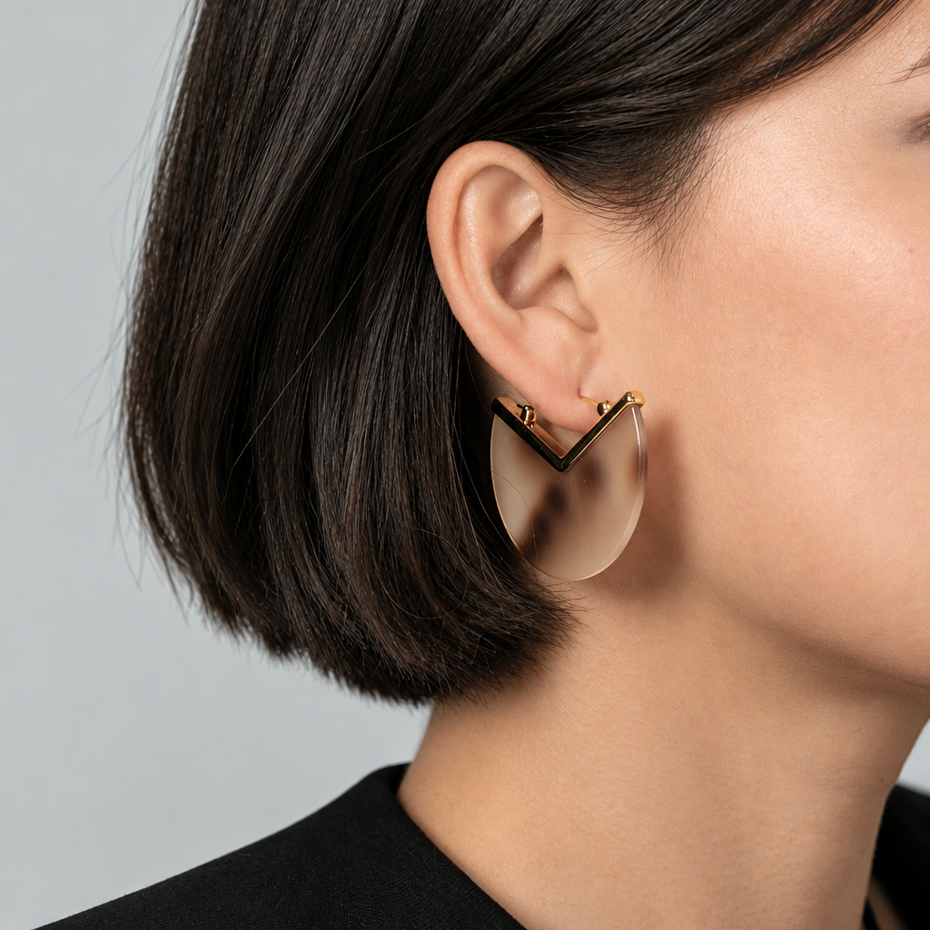 Curated Tortoiseshell Acetate Half-Moon Hoop Earrings